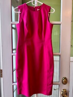 Calvin Klein Sleeveless Sheath Dress in Hot Hot Hot Pink